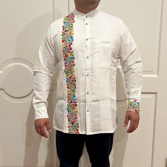 Pc# F-1097 Other - Hand Made Long Sleeve San Antonino embroidery Mexican guayabera Shirt.